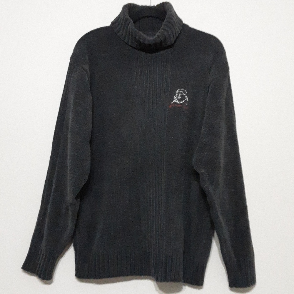 Vintage FUBU sweater pullover men M chenille turtleneck gray y2k soft Retro cozy